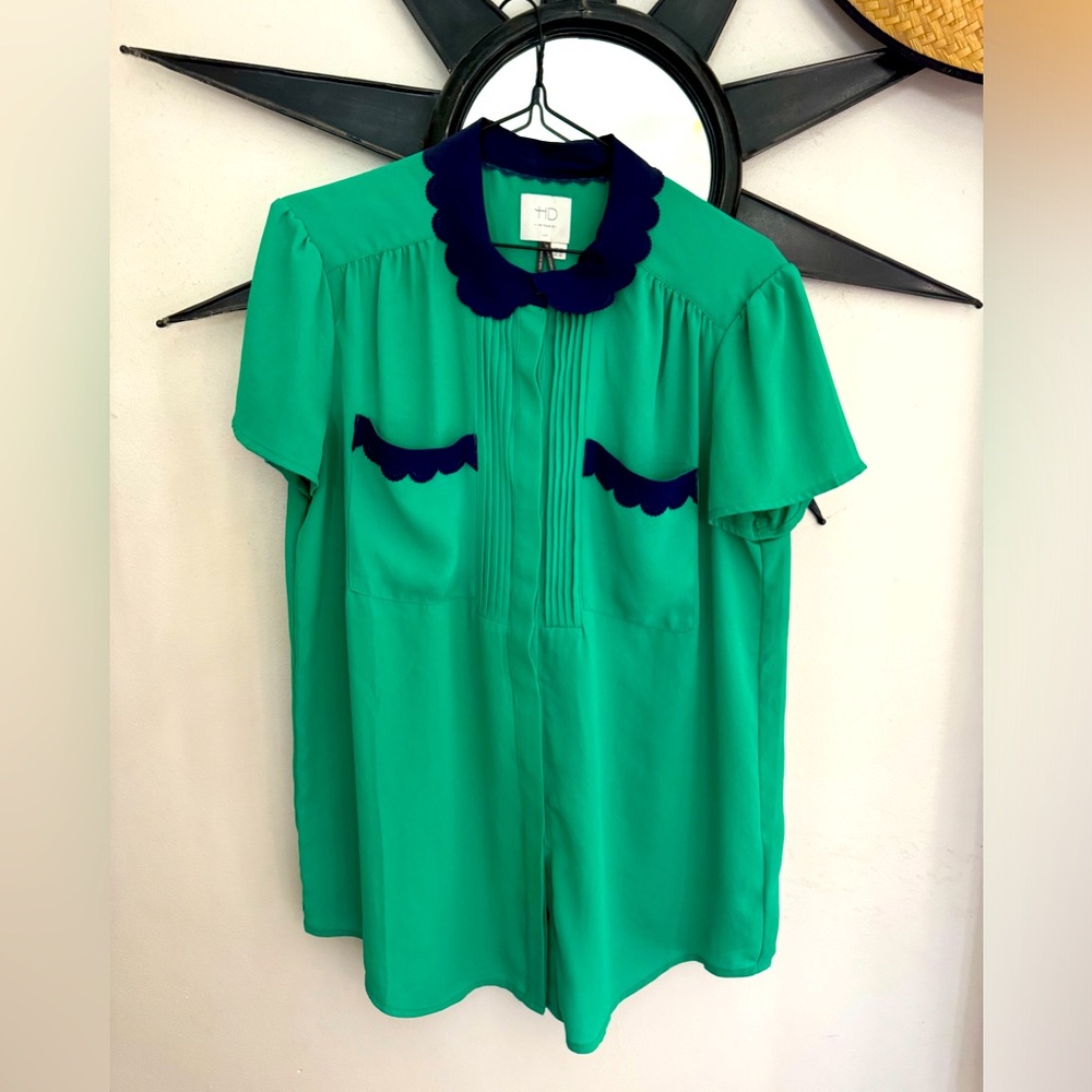 Anthropologie green collared shirt